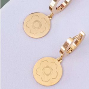 Gold Floral Disc Earrings