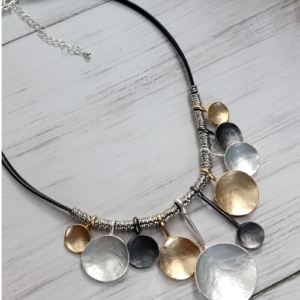 Mixed Metal Disc Collar Necklace
