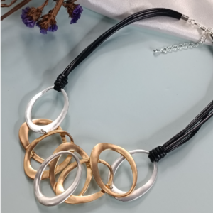 Mixed Metal Open Loop Cord Necklace
