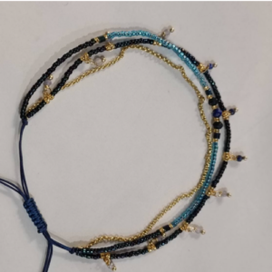 Deep Blue Multi Strand Beaded Bracelet