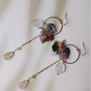Green Beaded Tassel Earrings