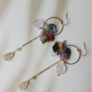 Green Beaded Tassel Earrings