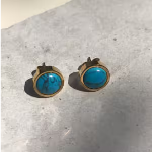 Gold Turquoise Stud Earrings