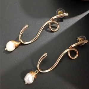 Pearl Wave Drop Earrings