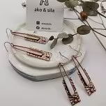 Rose Gold Textured Bar Drop Earrings
