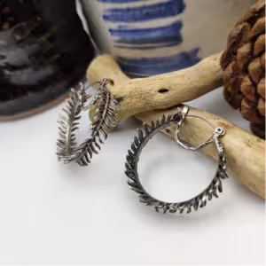 Silver Fern Hoop Earrings