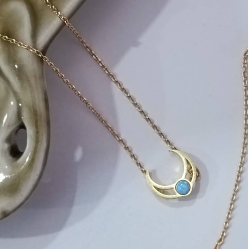 Gold Horseshoe Stone Necklace