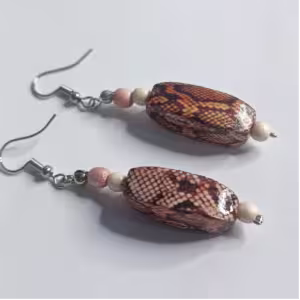 Snakeskin Bead Drop Earrings