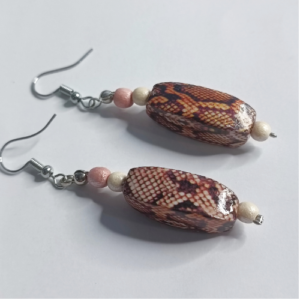 Snakeskin Bead Drop Earrings
