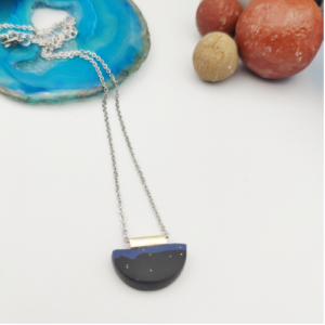 Navy Half Moon Stone Necklace