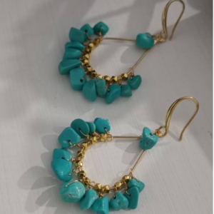 Turquoise Stone Hoop Earrings