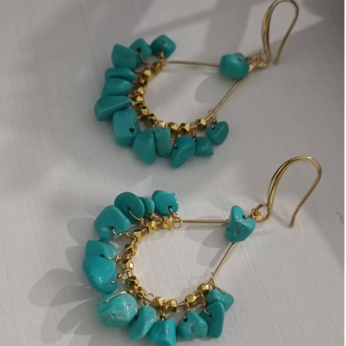 Turquoise Stone Hoop Earrings