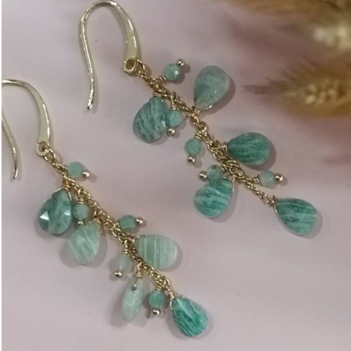 Larimar Cluster Earrings