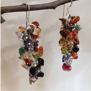 Warm Multicolor Chip Cluster Earrings