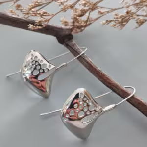 Silver Crystal Pyramid Drop Earrings