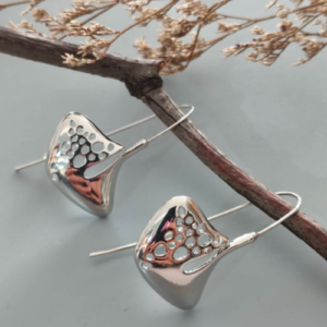 Silver Crystal Pyramid Drop Earrings