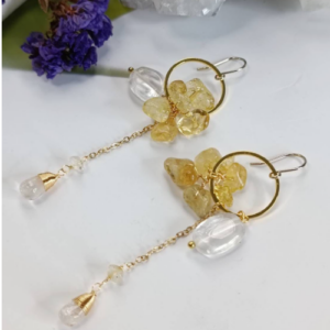 Yellow Crystal Hoop Earrings