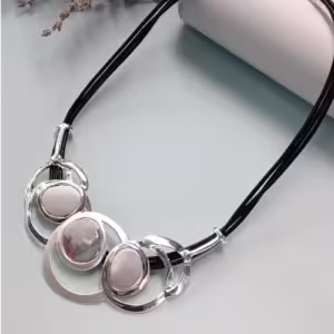 Silver Orbit Disc Cord Necklace