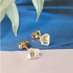 Gold Clear Crystal Stud Earrings