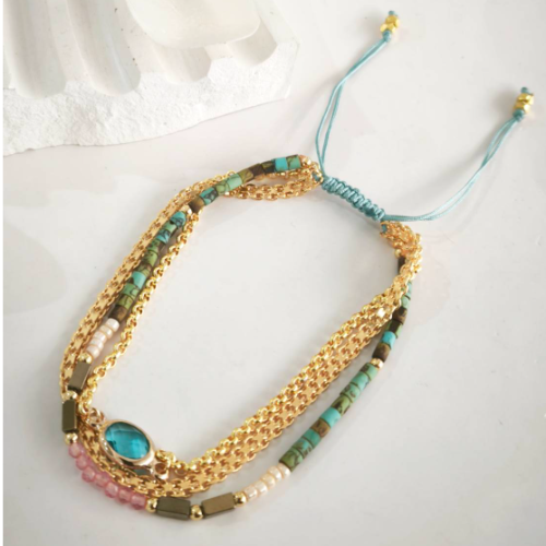Blue Multicolor Double Strand Bracelet