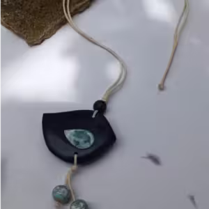 Black Asymmetrical Wood Necklace