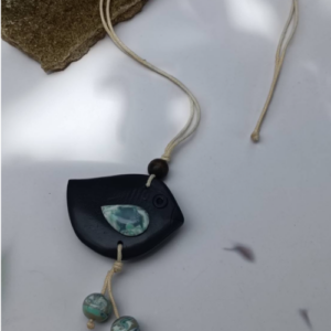 Black Asymmetrical Wood Necklace