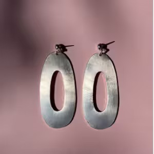 Silver Open Oval Earrings