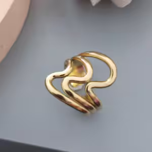 Gold Abstract Wave Ring
