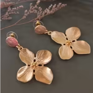 Gold Floral Drop Earrings