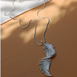 Silver Feather Pendant Necklace