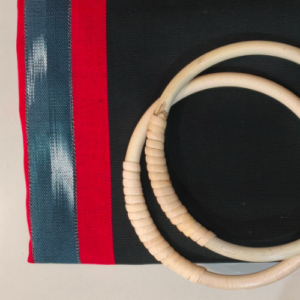 Black Red Striped Cloth Handle Bag