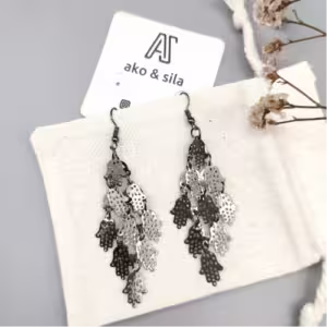 Black Leaf Branch Earrings