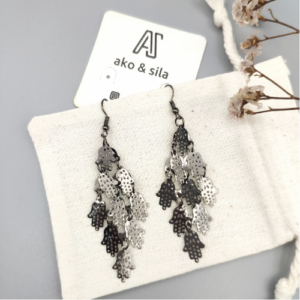 Black Leaf Branch Earrings