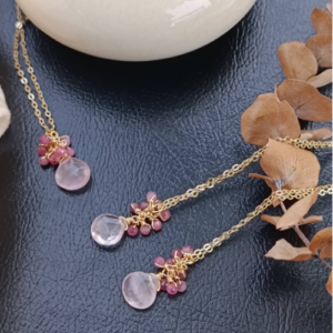 Pink Stone Cluster Necklace