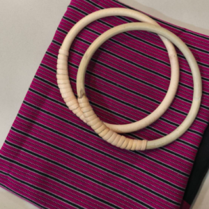 Deep Pink Striped Cloth Handle Bag