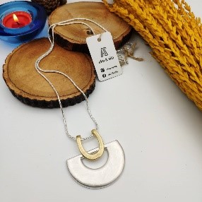 White Half Moon Pendant Necklace