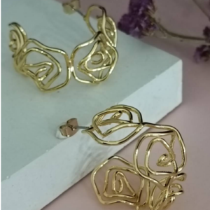 Gold Ribbon Flower Earrings