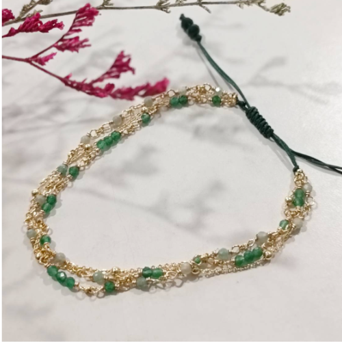 Green Multi Strand Beaded Bracelet