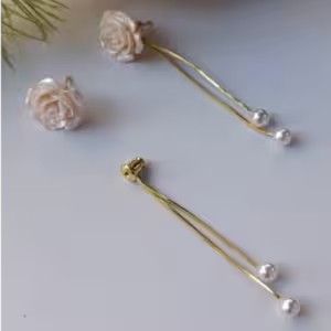 Rose Pearl Tassel Earrings