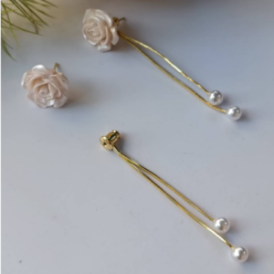 Rose Pearl Tassel Earrings