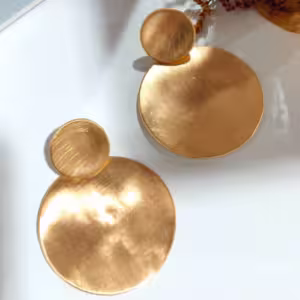 Gold Disc Drop Earrings