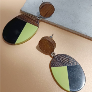 Colorblock Wood Drop Earrings