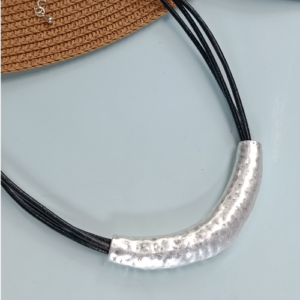 Silver Crescent Collar Necklace