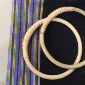 Black Purple Striped Cloth Handle Bag