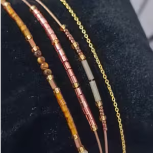 Brown Gold Beaded Wrap Bracelet