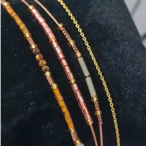 Brown Golden Beaded Wrap Bracelet