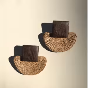 Brown Woven Half Moon Earrings