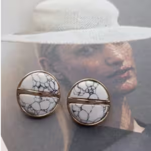 White Round Stud Earrings
