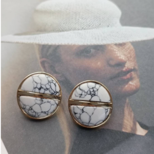 White Round Stud Earrings