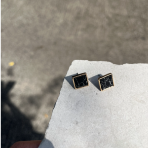 Black Square Stud Earrings